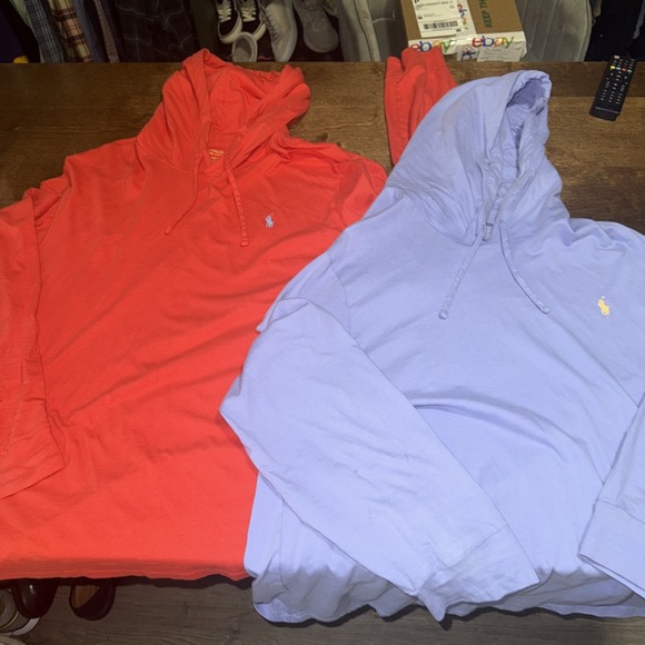 2 Polo Ralph Lauren Men's Classic Light Hoodie - Red And Blue XXL Small Flaw - Picture 1 of 10
